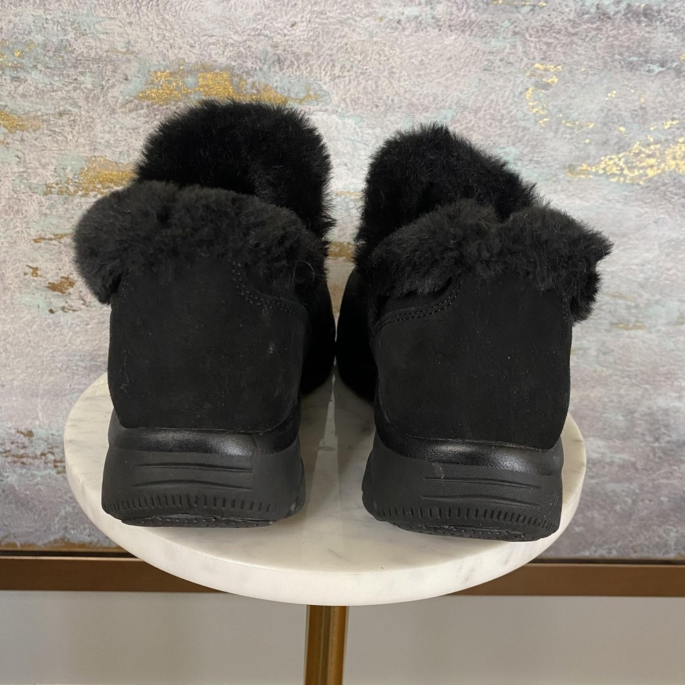 Skechers Slip-ins Shoes Womens Size 6 Black Leather Faux Fur Water Repellant - Picture 4 of 10